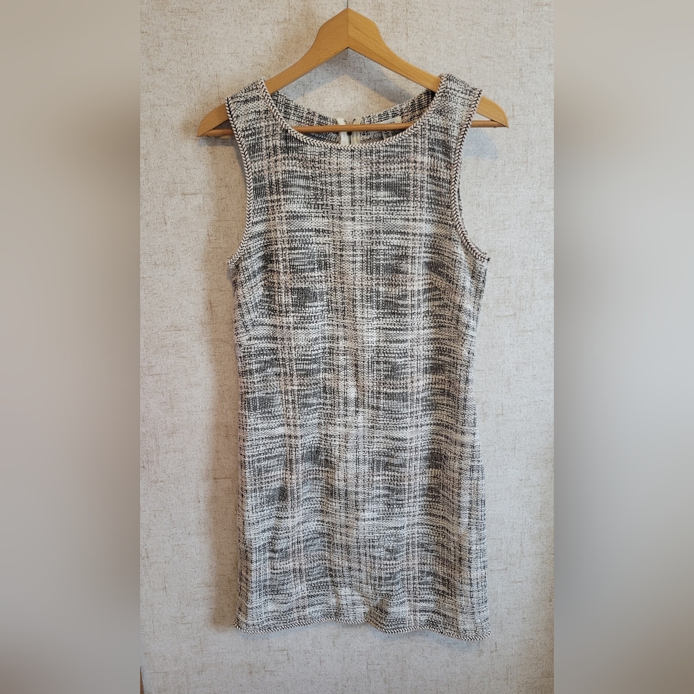 Max Studio Black and White Plaid Midi Sheath Dress
